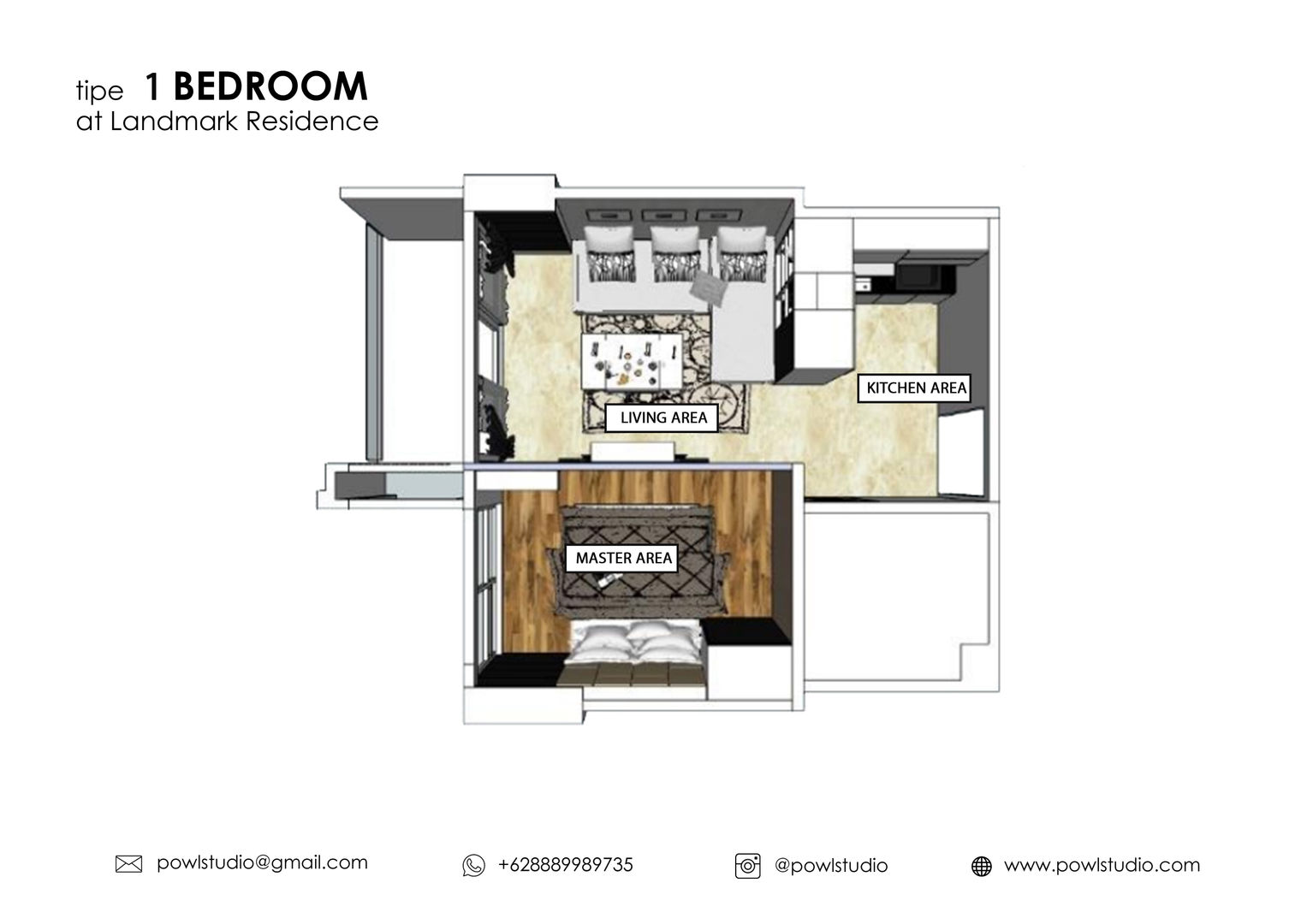 Denah Apartemen:modern oleh POWL Studio, Modern