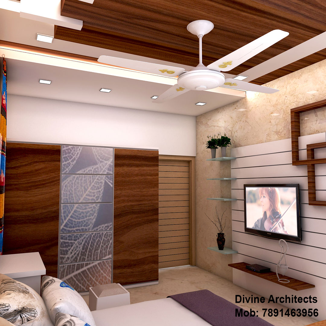 Bed room interior design for mr. Shyam Gupta ,pawanpuri , Bikaner Rajasthan, divine architects divine architects غرفة نوم