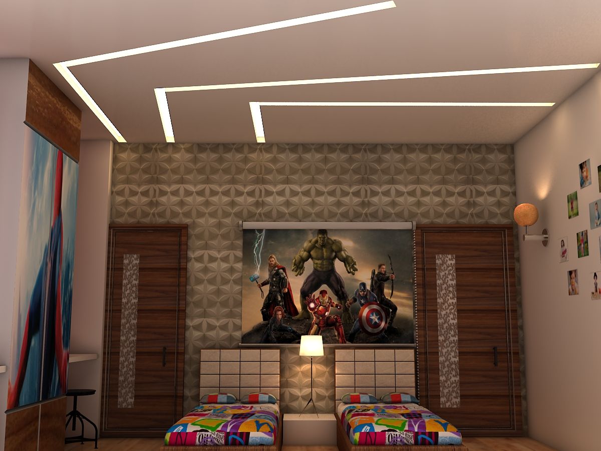 Kids room interior design for mr. Ramavtar Khunteta jalmahal site joraver Singh gate govind nagar east Jaipur, divine architects divine architects Modern Çocuk Odası