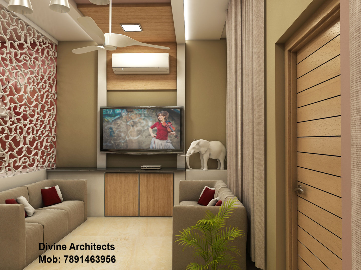 Villa Interior design for mr. Divyarth duveymahindra sez ajmer road jaipur, divine architects divine architects ห้องนั่งเล่น