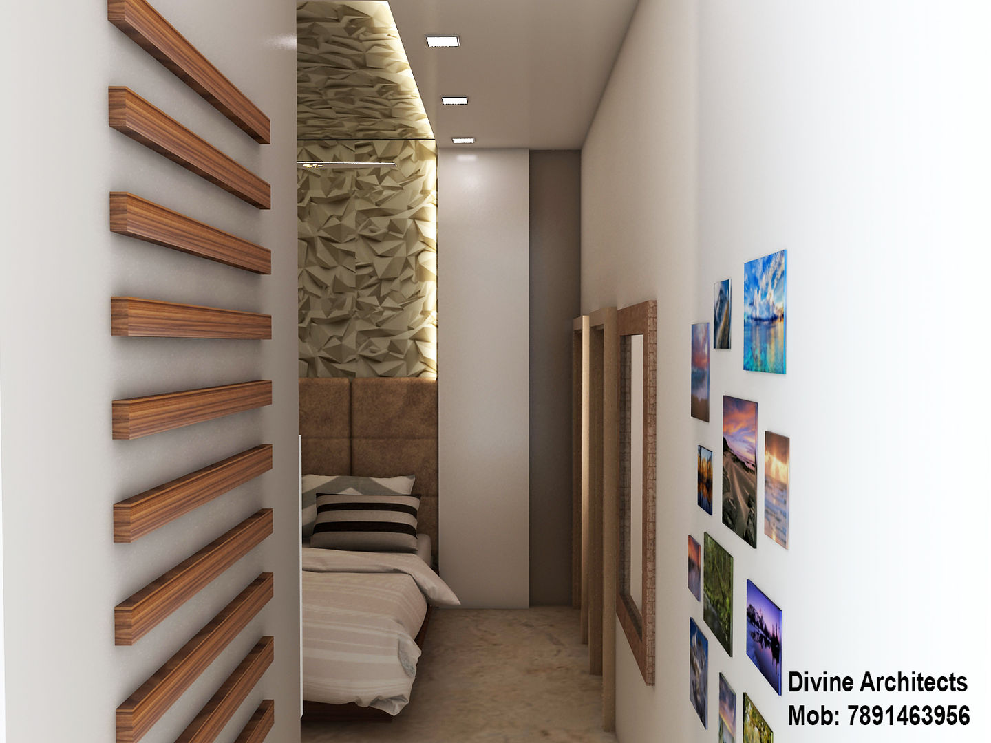 Another bed room interior design for mr. Shyam Gupta Bikaner Rajasthan, divine architects divine architects Phòng ngủ phong cách hiện đại