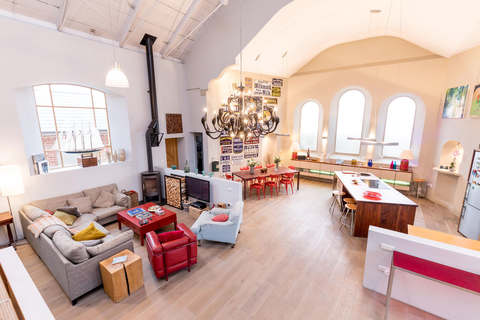 Open-plan living space dwell design Eklektik Oturma Odası