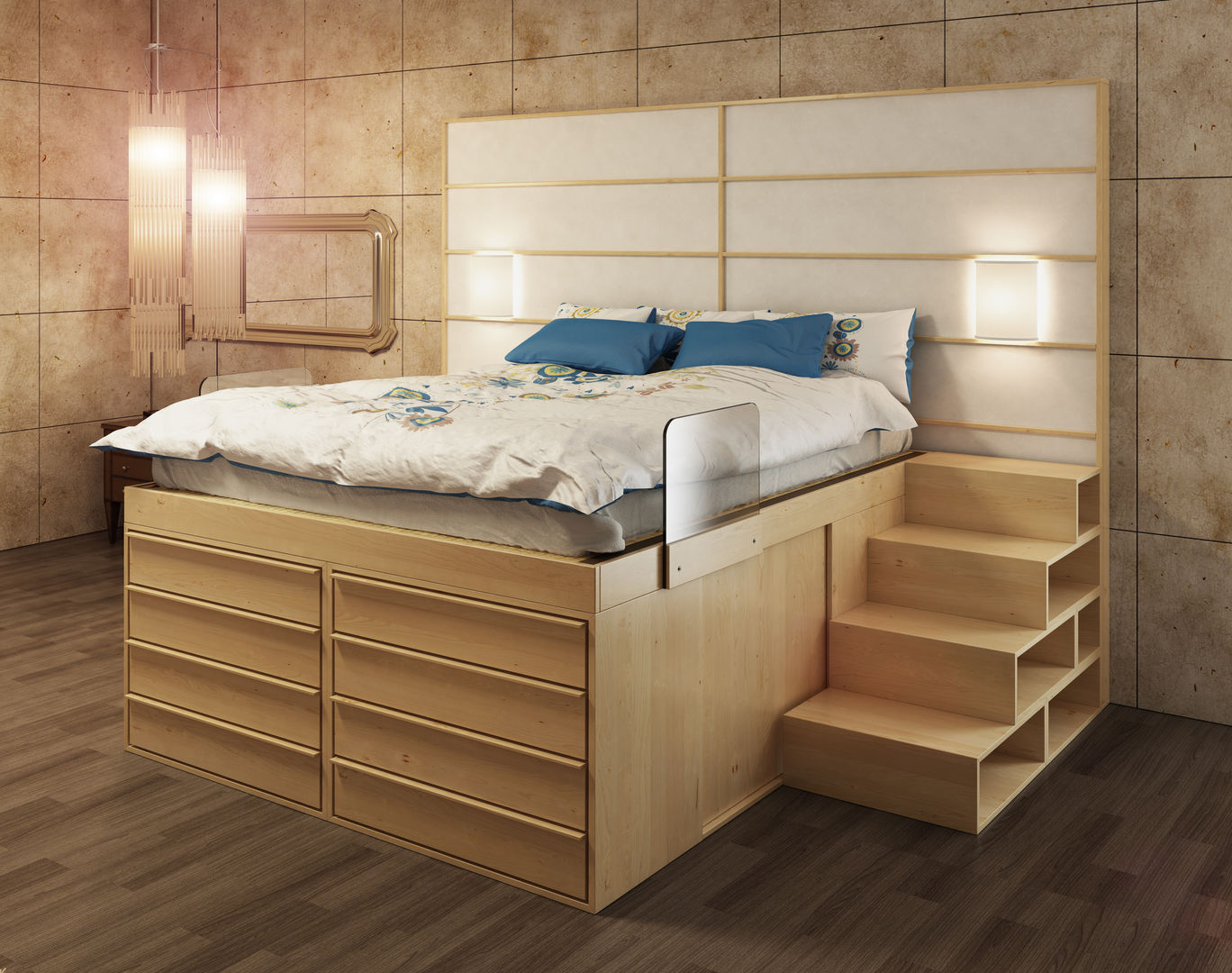 SpazioBed , cinius s.r.l. cinius s.r.l. Modern style bedroom Beds & headboards