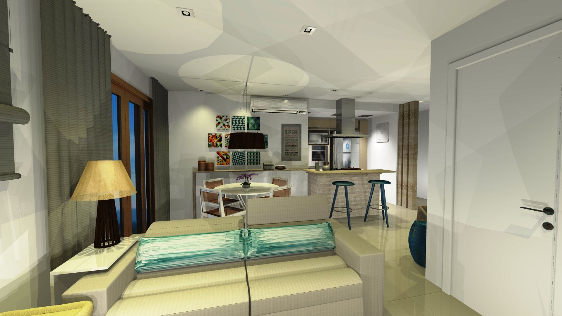 Sala Integrada Onix Designers Salas de estar mediterrâneas