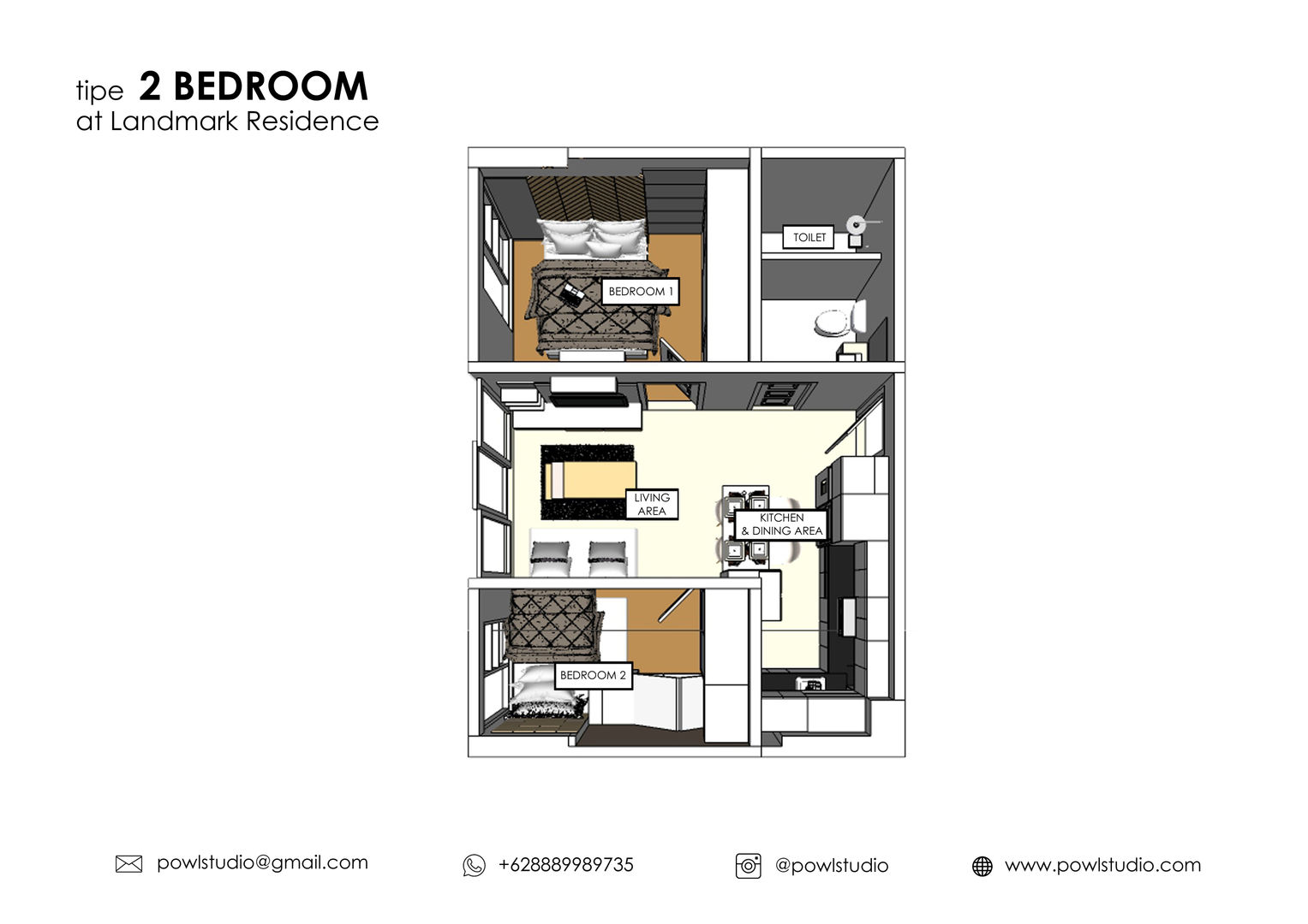 Apartemen Landmark II - Tipe 2 Bedroom (Design I), POWL Studio POWL Studio