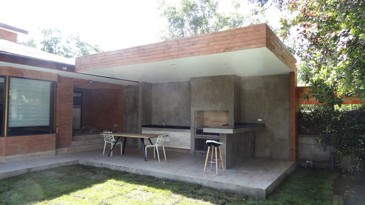 Quincho Lo Matta, 30m2, Vitacura, m2 estudio arquitectos - Santiago m2 estudio arquitectos - Santiago Minimalistische balkons, veranda's en terrassen Gewapend beton