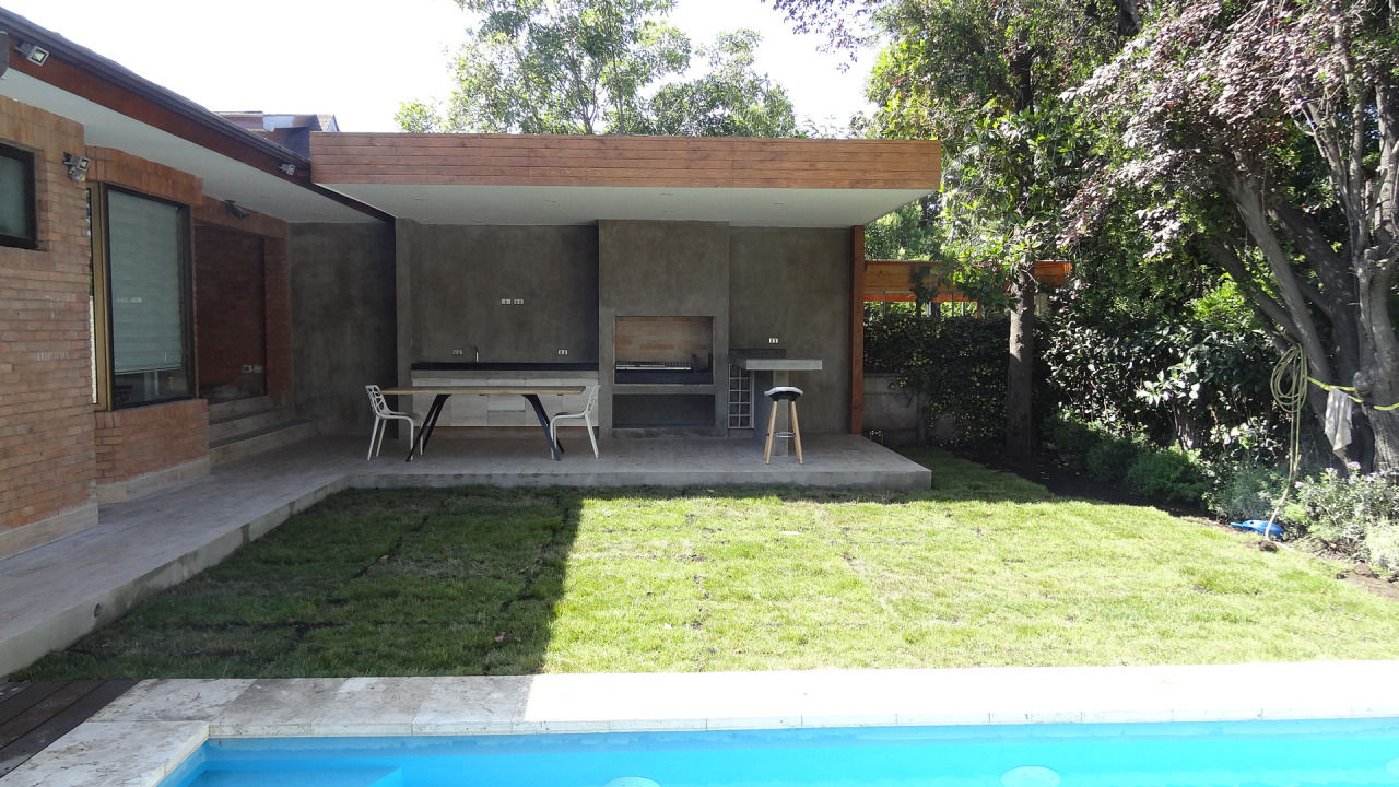 Quincho Lo Matta, 30m2, Vitacura, m2 estudio arquitectos - Santiago m2 estudio arquitectos - Santiago Minimalistische balkons, veranda's en terrassen Hout Hout