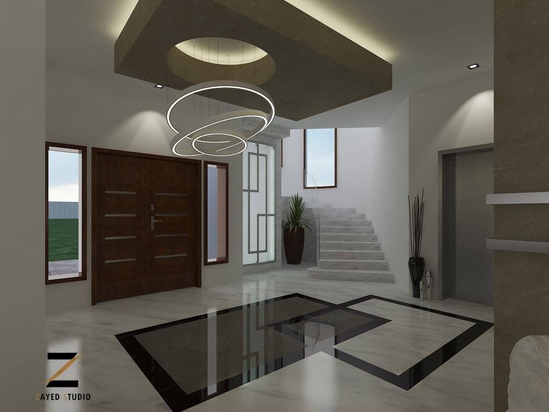 Ultra modern entrance lobby ZAYED Studio Modern corridor, hallway & stairs سنگ مرمر