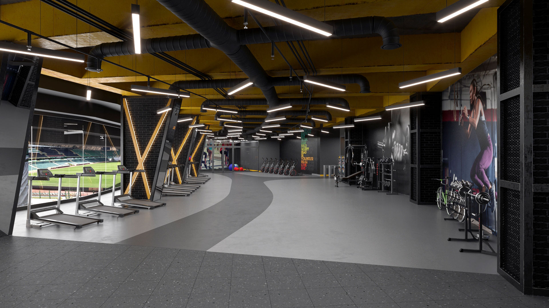 Fitness Salonu, Dündar Design - Mimari Görselleştirme Dündar Design - Mimari Görselleştirme Modern gym