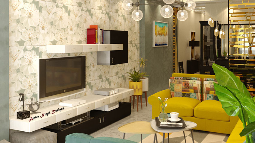 تصميم فراغ معيشة وطعام, AmiraNayelDesigns AmiraNayelDesigns Modern living room