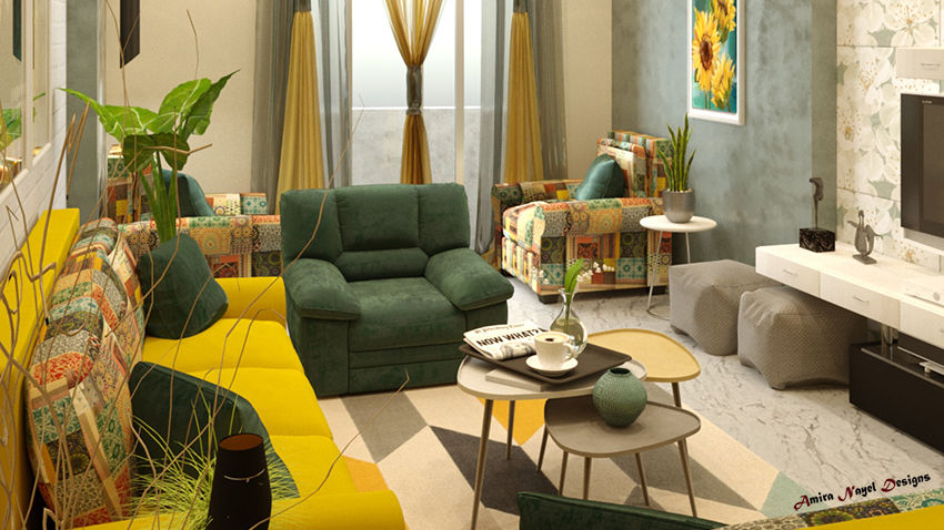 تصميم فراغ معيشة وطعام, AmiraNayelDesigns AmiraNayelDesigns Living room