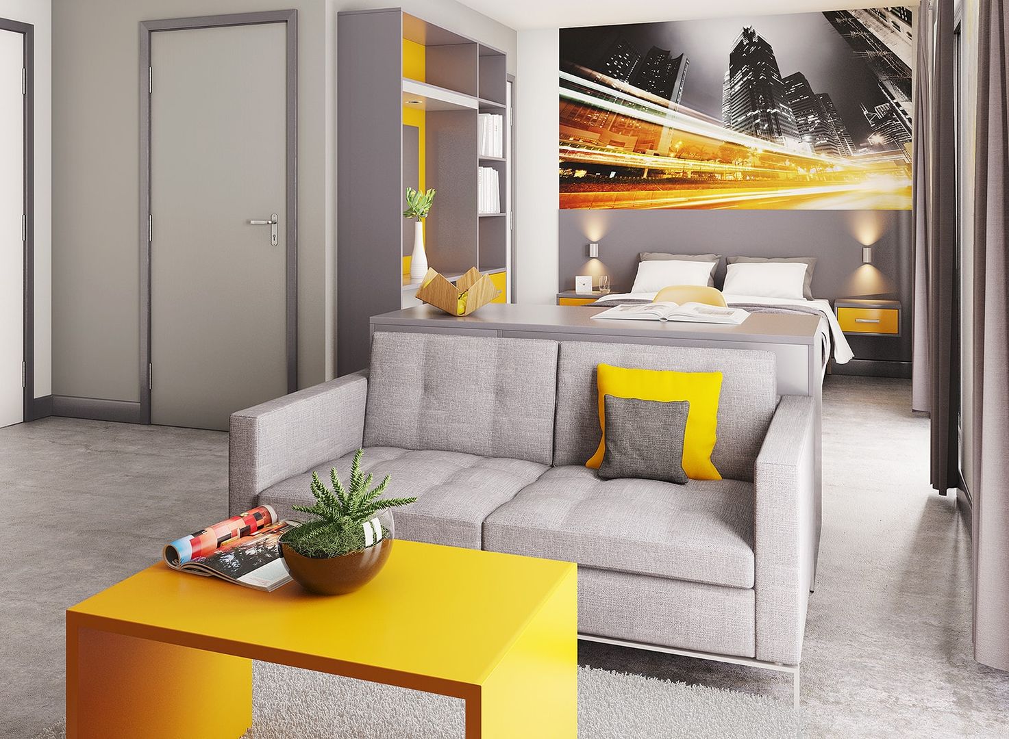 View 3 of Studio Apartment CRISP3D Modern Bedroom Bricks 3dvisualisation,CGI,3dimages,visualisation