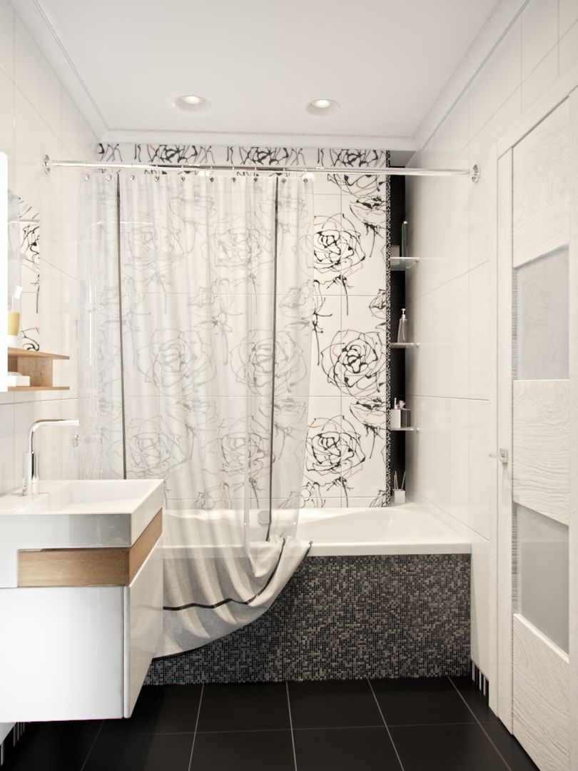 Дизайн двухкомнатной квартиры в скандинавском стиле, ЕвроДом ЕвроДом Scandinavian style bathroom Bathtubs & showers