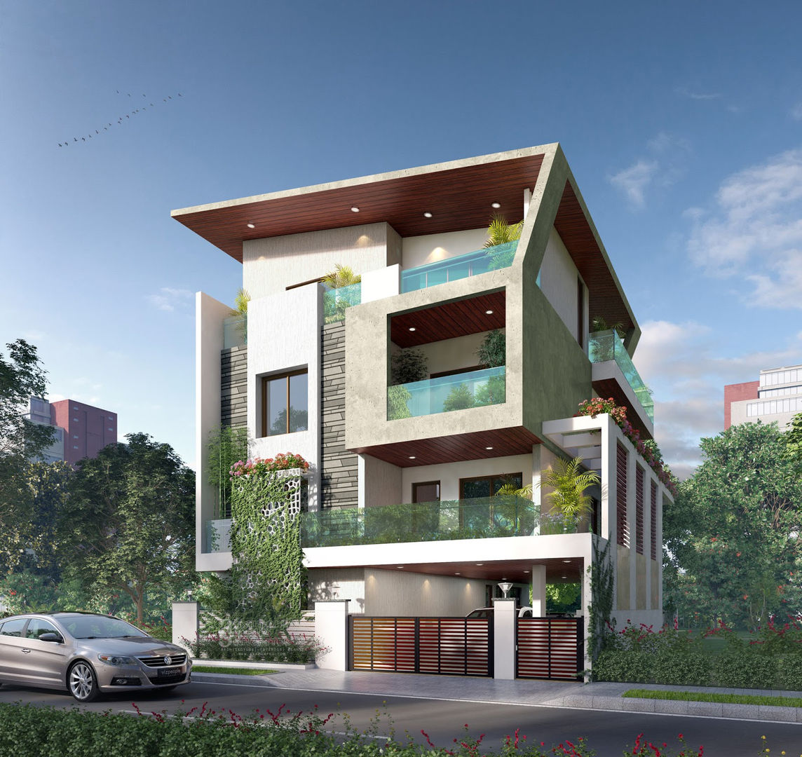 Modern Bungalow, Anamorpho Studio Anamorpho Studio Bungalows Sky,Plant,Building,Wheel,Car,Tire,Window,Cloud,Tree,House