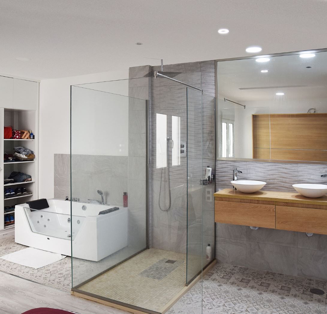 baño suite homify Baños de estilo minimalista Vidrio