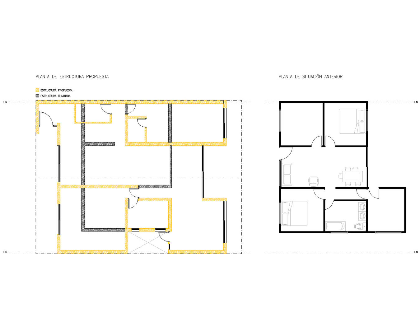 Planta de situación anterior y situación propuesta. homify