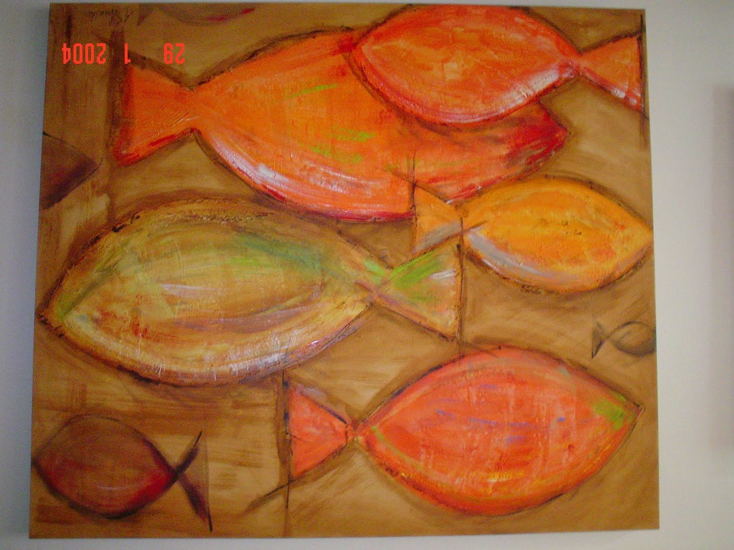 Quadros com motivos marinhos cores laranja Atelier de Pintura Anette Schnaider Mais espaços Imagens e pinturas