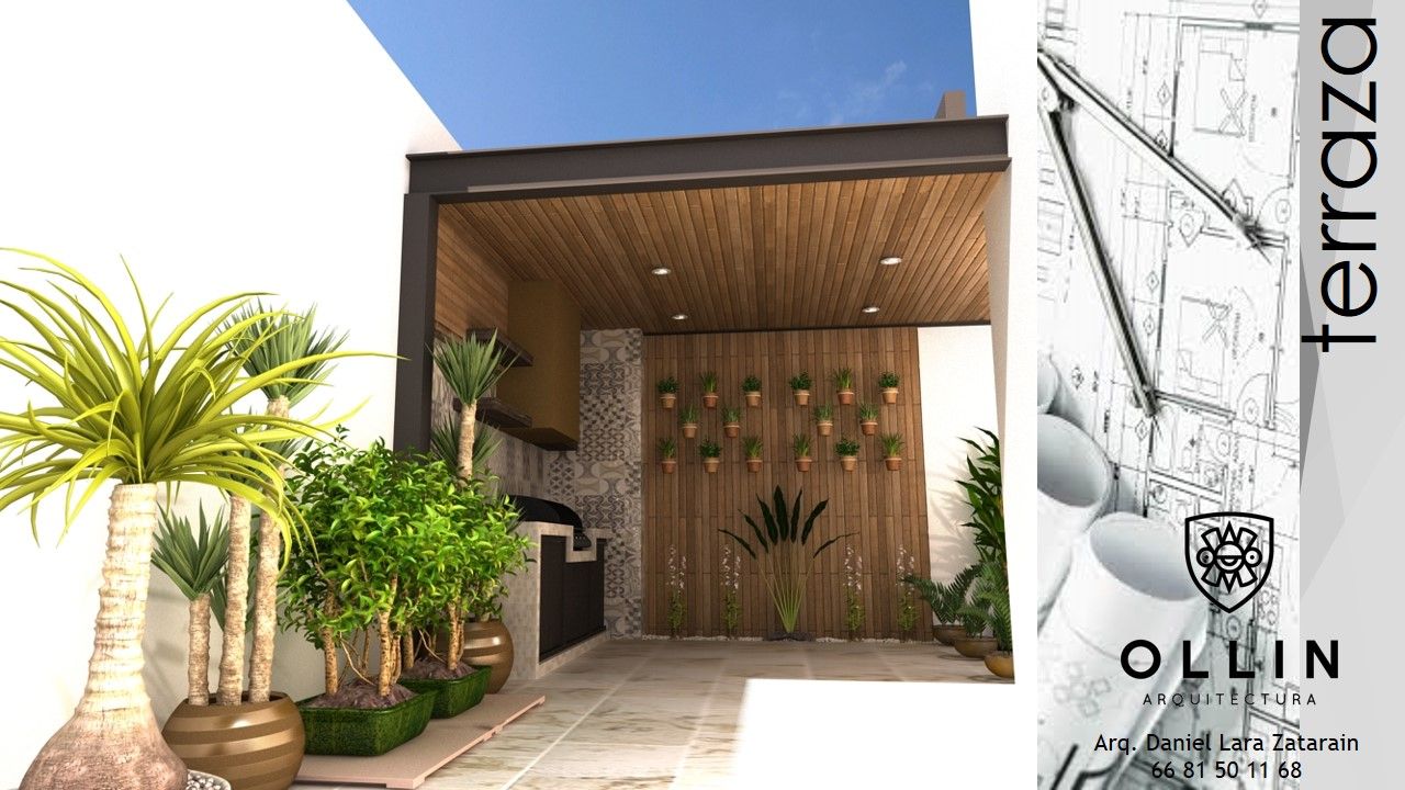 RESIDENCIA VIÑEDOS, OLLIN ARQUITECTURA OLLIN ARQUITECTURA Balkon, Beranda & Teras Modern Kayu Wood effect