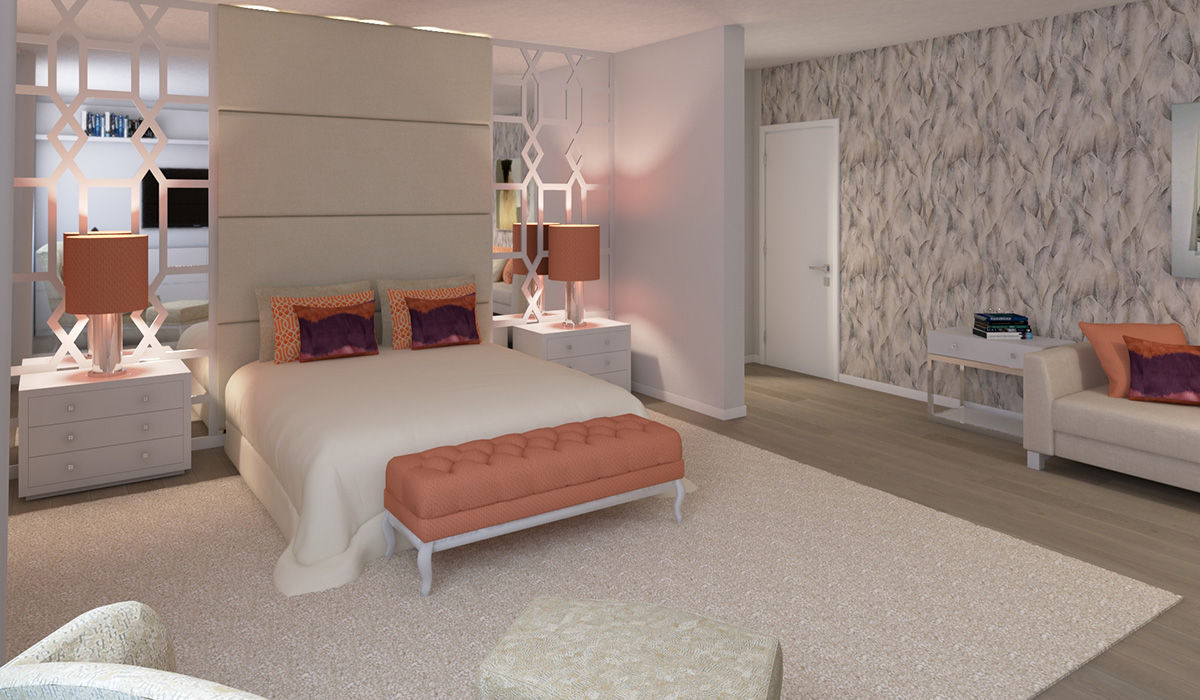 Projeto 3D - Moradia Luanda, Ana Andrade - Design de Interiores Ana Andrade - Design de Interiores Modern style bedroom