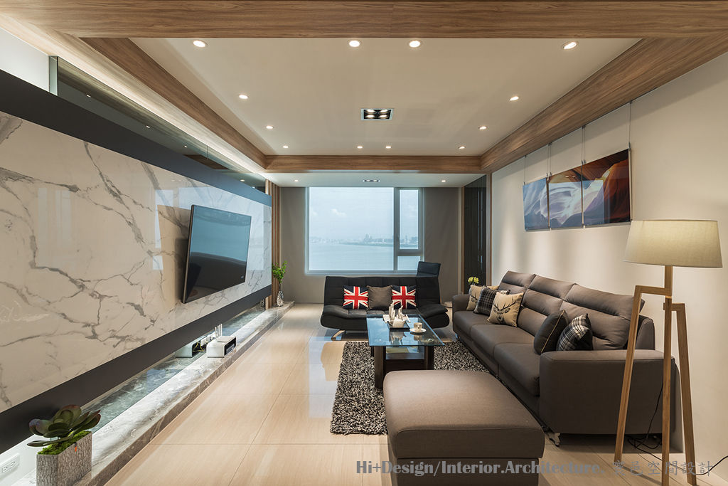 客廳全景 Hi+Design/Interior.Architecture. 寰邑空間設計 Living room