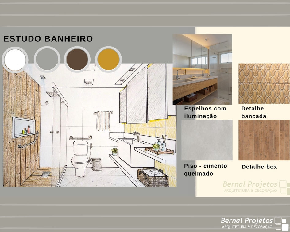 Estudo para banheiro Bernal Projetos - Arquitetos em Salvador