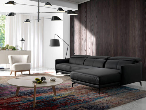 LOS MUEBLES MODERNOS Y DE DISEÑO ITALIANO DE ANGEL CERDÁ, ANGEL CERDA ANGEL CERDA Modern living room Leather Grey Sofas & armchairs