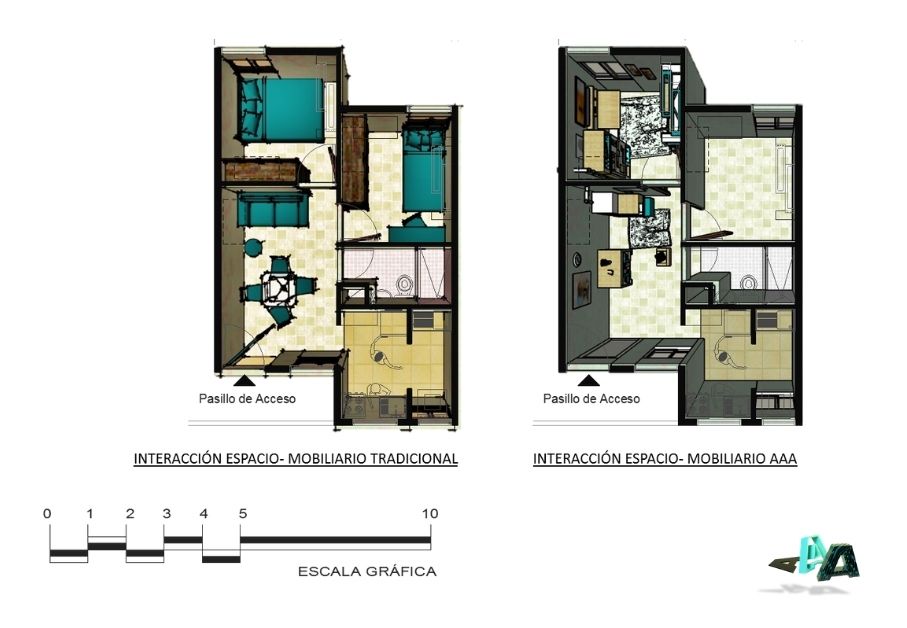 Mobiliario modular y multifuncional para viviendas inferiores a los 50mts2 , Cindy Castañeda Cindy Castañeda Вітальня