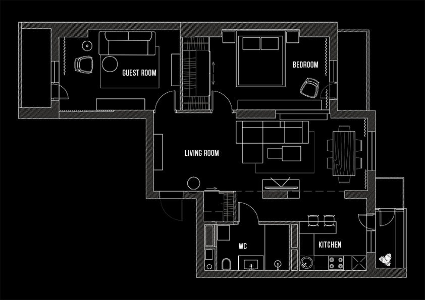 Modern Apartment for a Cinema Fan, Bohostudio Bohostudio Гардеробная в стиле минимализм