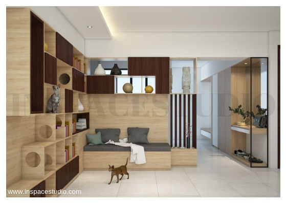 Area Pintu Masuk Inspace Studio Koridor & Tangga Modern