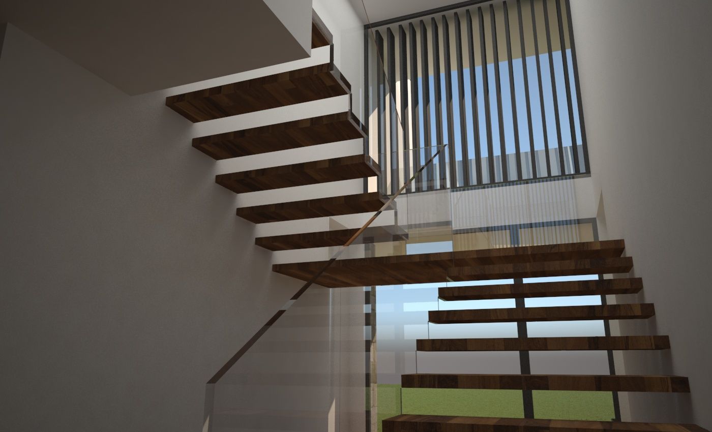 CASA MANIS Atelier 72 - Arquitetura, Lda Escadas habitação,casa,unifamiliar,moderno,minimalista,escadas