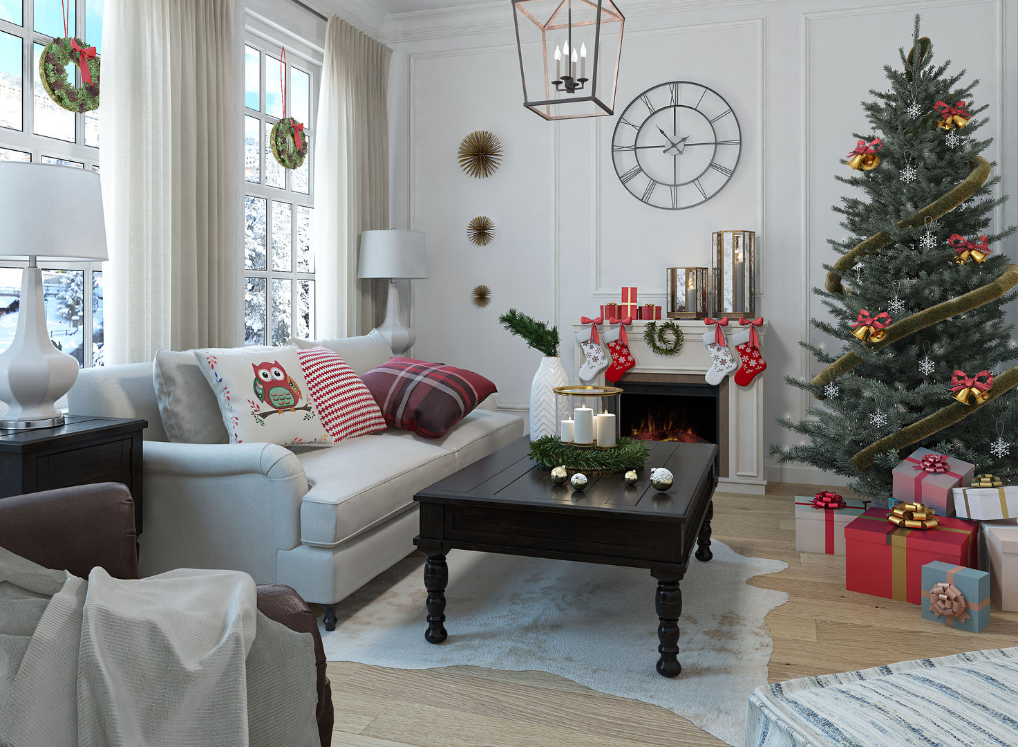 Decoración navideña en casa y en el trabajo, Glancing EYE - Modelado y diseño 3D Glancing EYE - Modelado y diseño 3D Living room