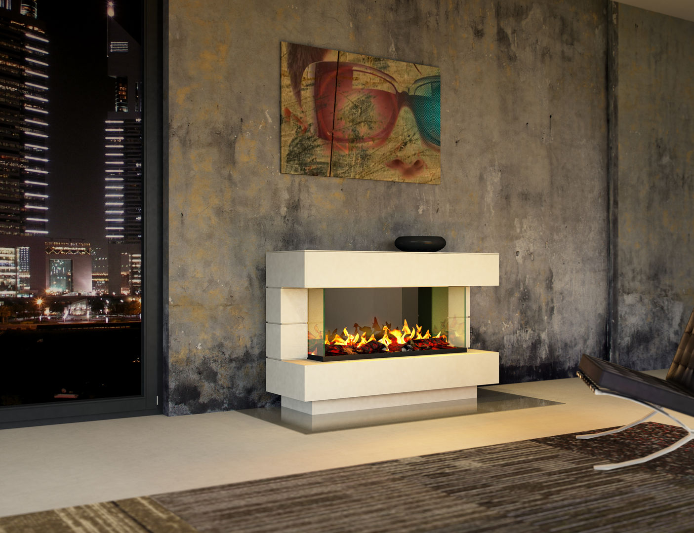 London Elektrokamin, muenkel design - Elektrokamine aus Großentaft muenkel design - Elektrokamine aus Großentaft Modern living room Fireplaces & accessories