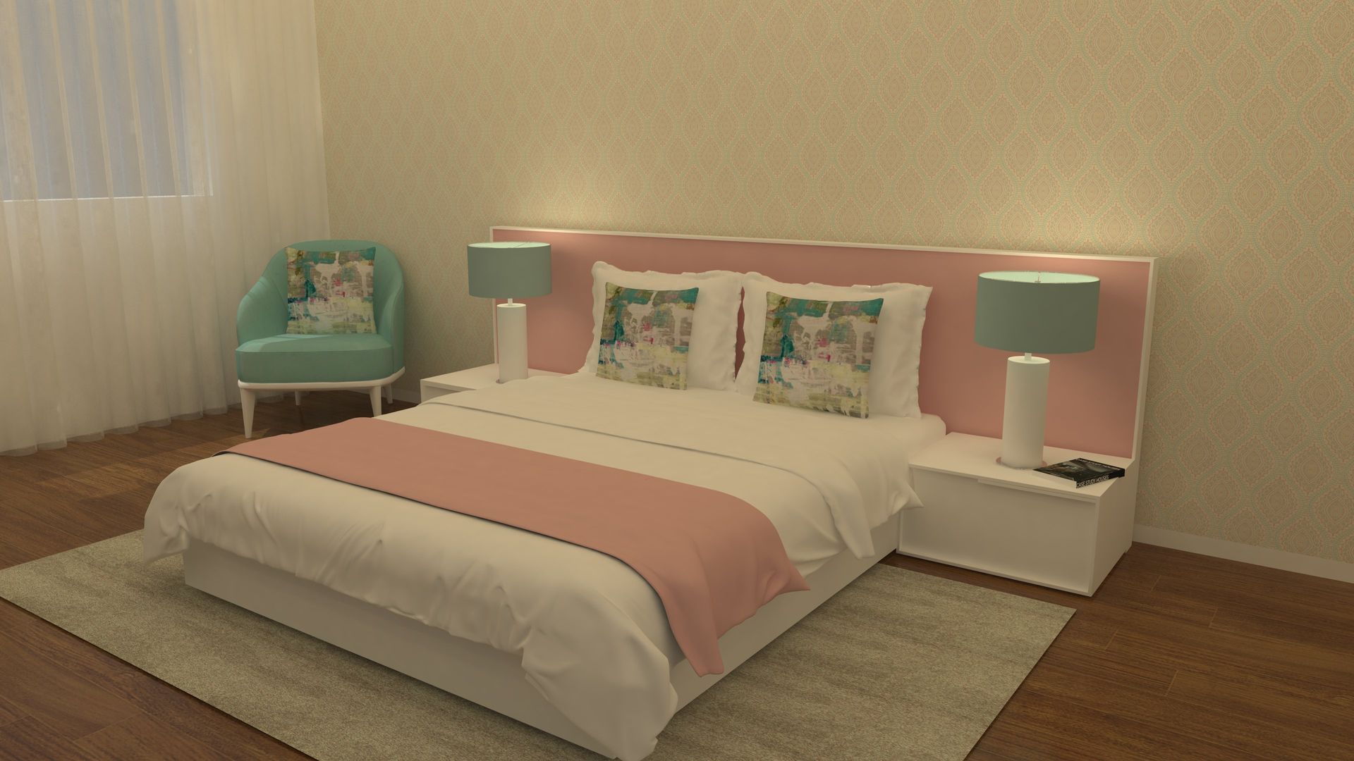 Um quarto com toque feminino! Casativa Interiores Quartos modernos quarto de casal,quarto feminino,decoração,design de interiores,rosa