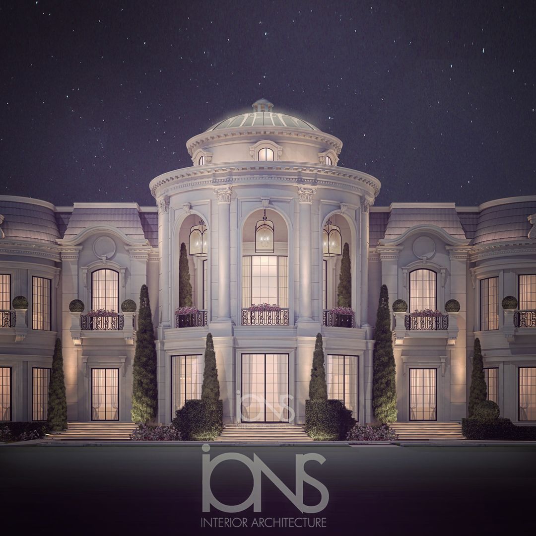 Magnificent Palace Exterior Design, IONS DESIGN IONS DESIGN Classic style houses Stone architecture,palace design,luxury houses,interior design,Dubai,Qatar,Saudi,Europe,Rome,home design,villa design,exterior design