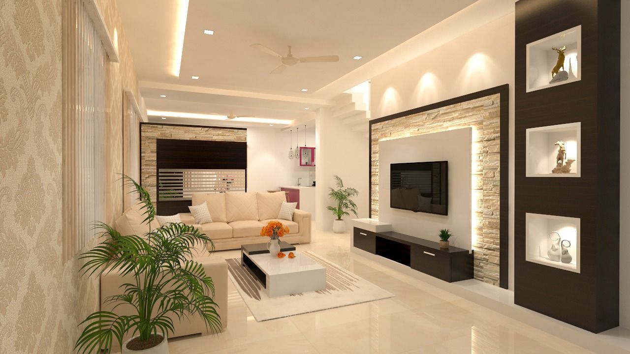 Living and dining room false ceiling - 45 photo