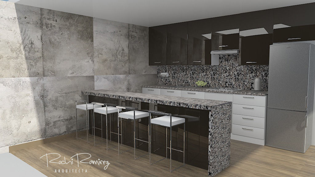 COCINA INTEGRADA EN LA PLAYA, Estudio R&R Estudio R&R Kitchen