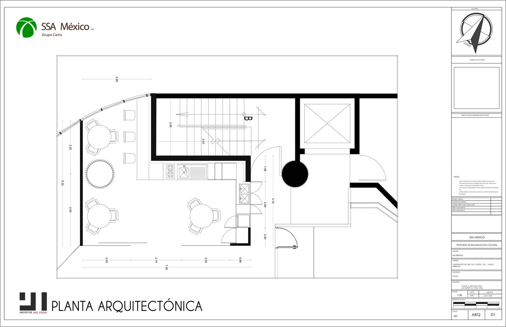 Distribución propuesta cocineta Prototype studio Espacios comerciales Oficinas y Tiendas