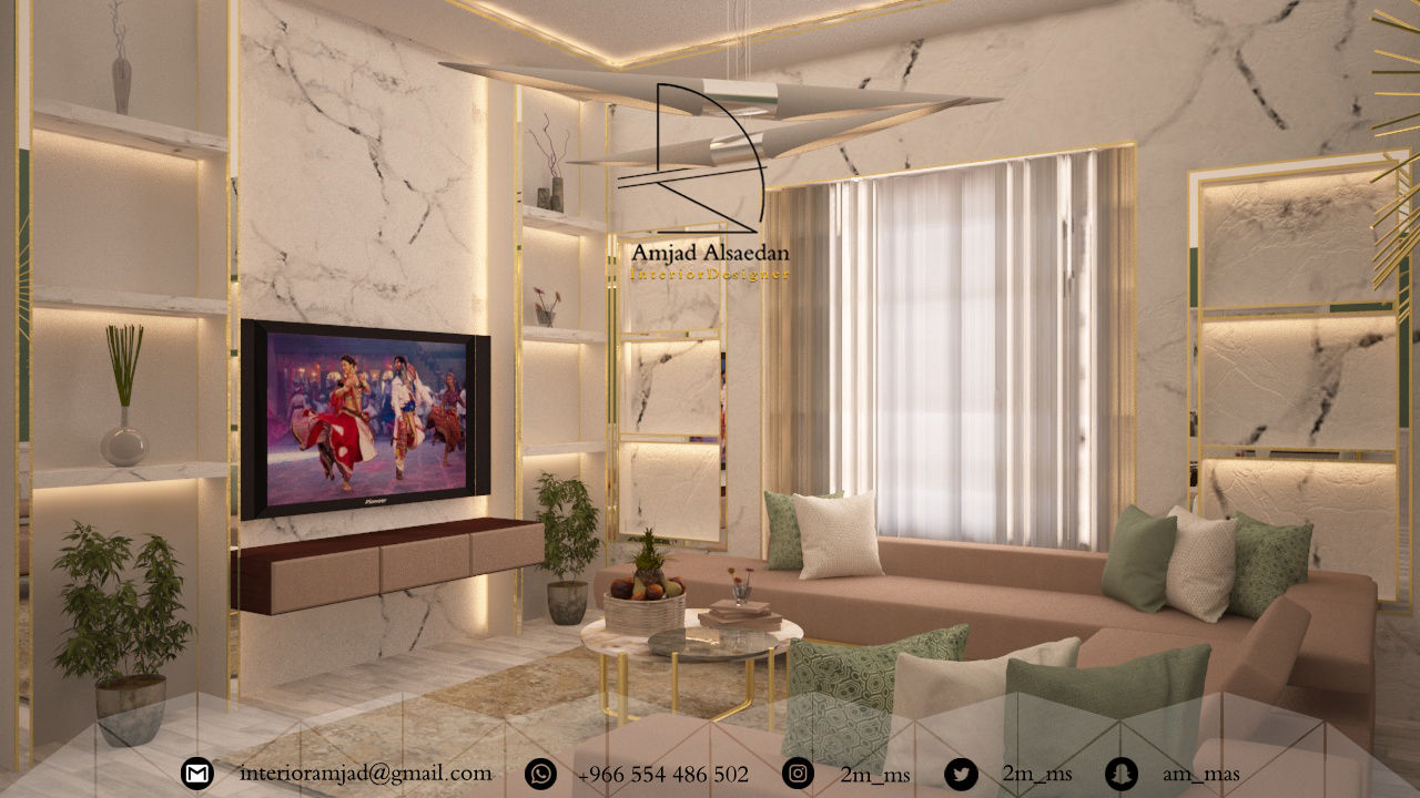 Private apartment , Amjad Alseaidan Amjad Alseaidan 客廳 玻璃