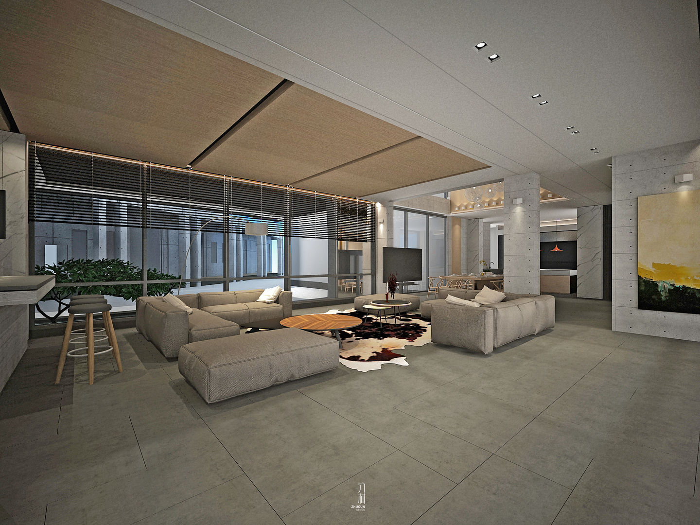 開放式的客廳 竹村空間 Zhucun Design Living room