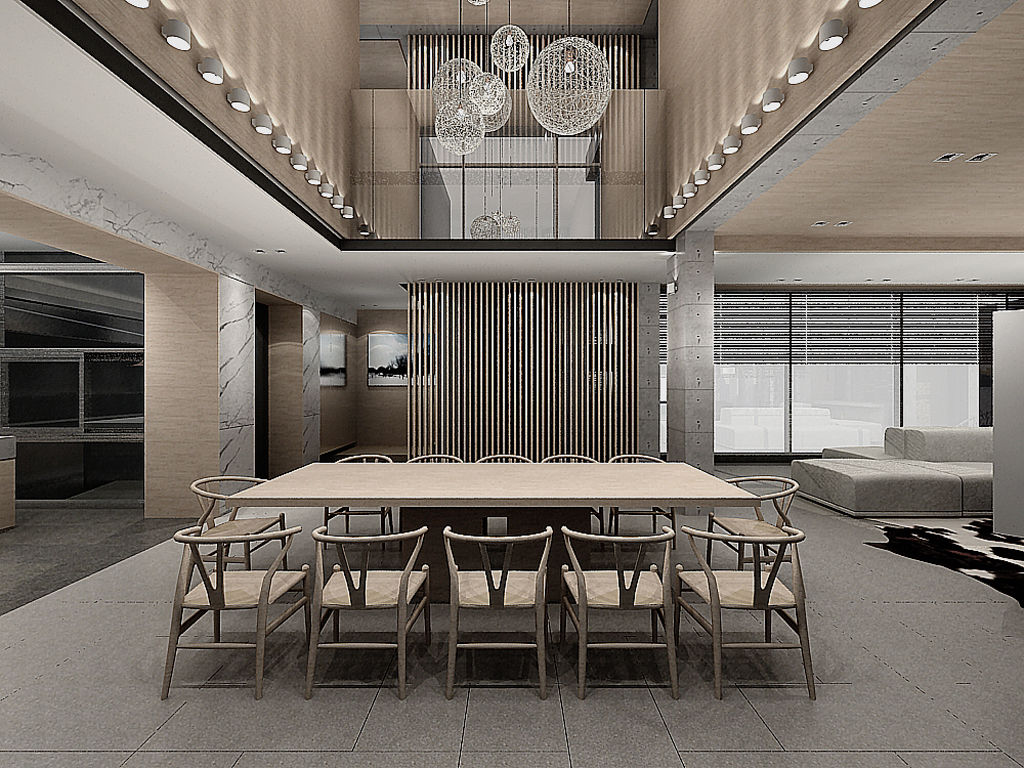 挑高的餐廳空間 竹村空間 Zhucun Design Modern dining room