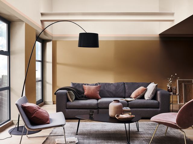 A Living Room to Think in. Dulux UK Livings modernos: Ideas, imágenes y decoración Spiced Honey,Angora Blanket,Just Walnut,dulux,warm colours,paint,wall colours,lounge