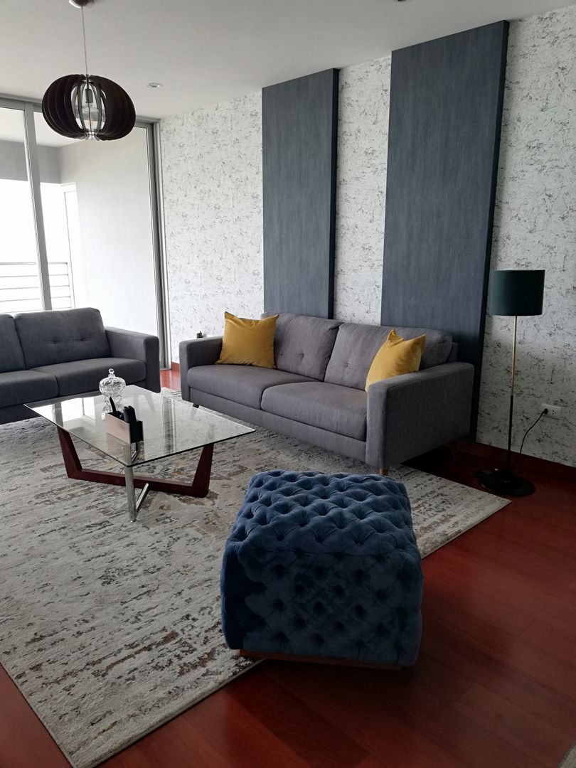 Departamento con vista espectacular al Malecon, Alicia Ibáñez Interior Design Alicia Ibáñez Interior Design 现代客厅設計點子、靈感 & 圖片