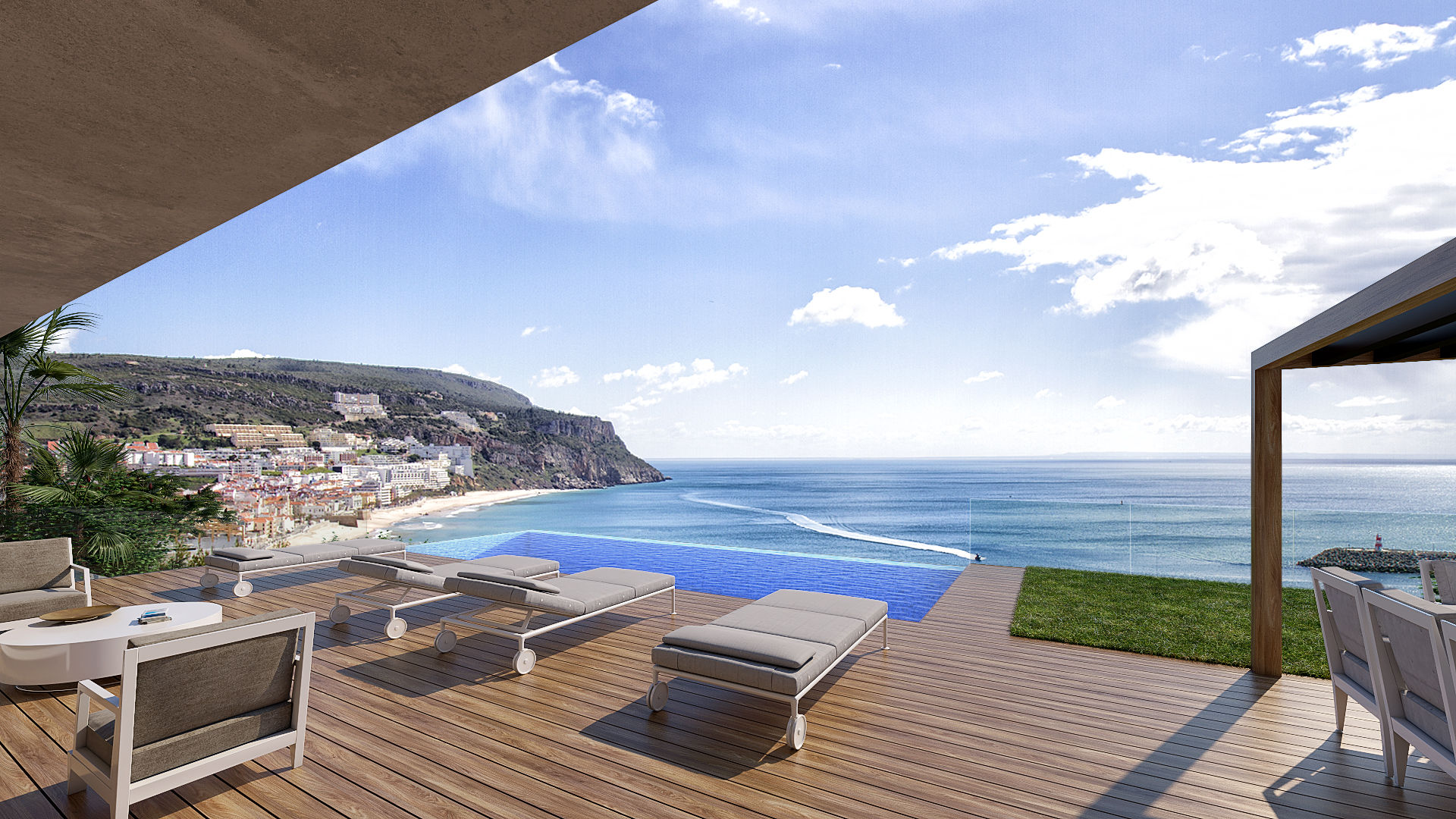 CASA SP1 - Moradia em Sesimbra, Traçado Regulador. Lda Traçado Regulador. Lda Piscinas infinitas Hormigón