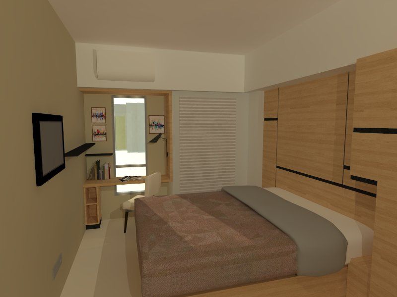 Easy-to-Clean Modern Studio Apartment, Internodec Internodec Minimalist bedroom