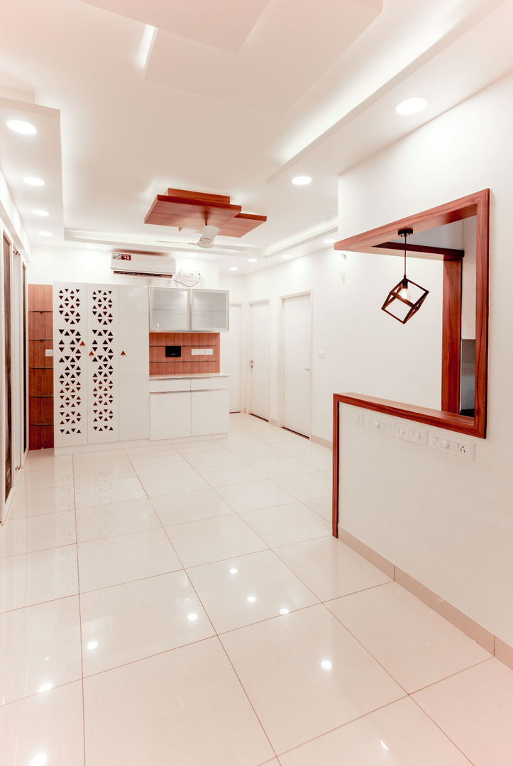 Ms. Rakshita Bafna's Residence, Shapoorji Pallonji Parkwest, Bangalore, Studio Ipsa Studio Ipsa Salas de jantar modernas Louça e copos
