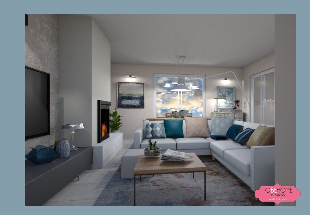 Un tocco di azzurro per la casa in stile nordico, TOBEHOME INTERIORS TOBEHOME INTERIORS Scandinavian style living room