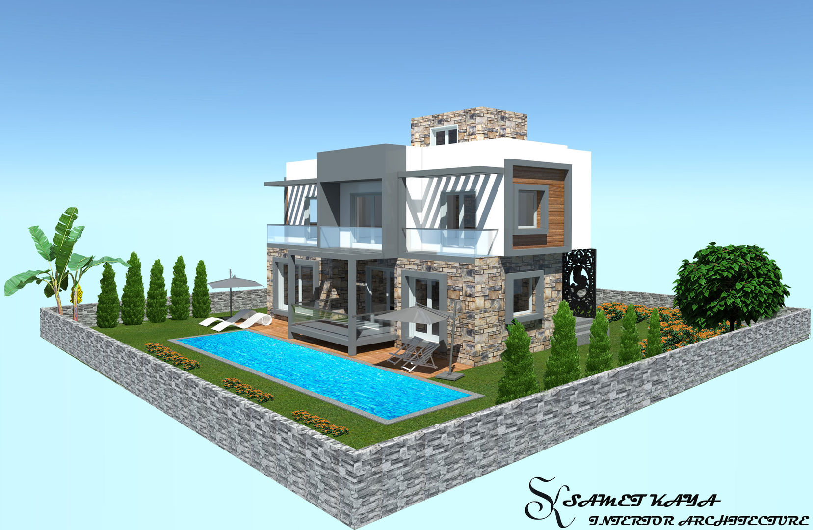 Dış Mekan Tasarımlarımız, SKY İç Mimarlık & Mimarlık Tasarım Stüdyosu SKY İç Mimarlık & Mimarlık Tasarım Stüdyosu Villa