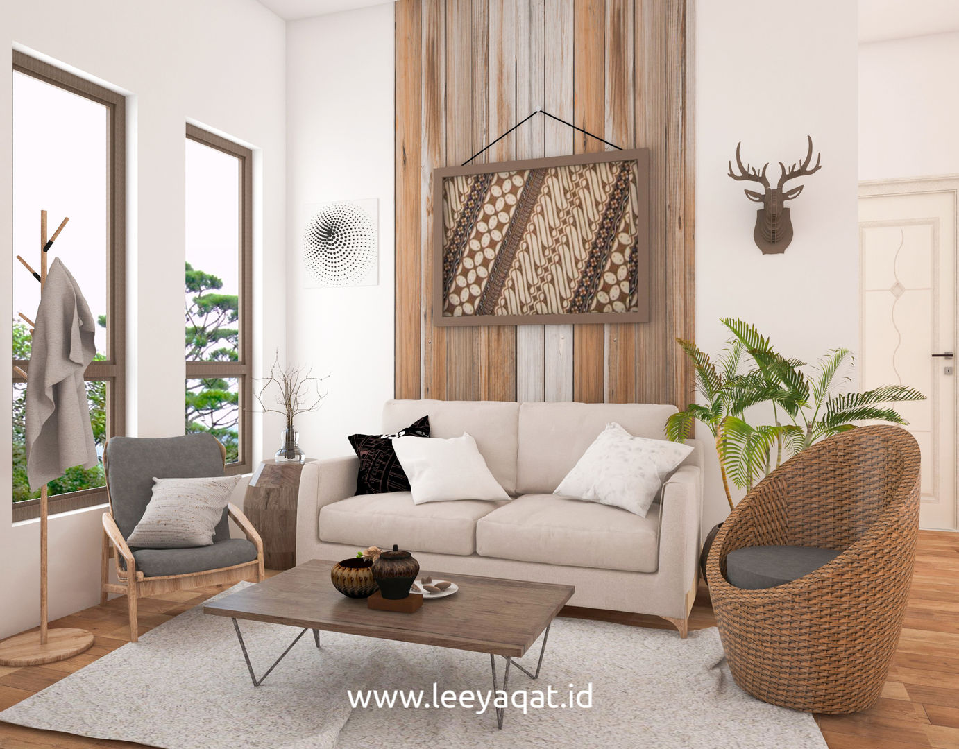 Desain Interior Bohemian, PT. Leeyaqat Karya Pratama PT. Leeyaqat Karya Pratama ラスティックデザインの リビング