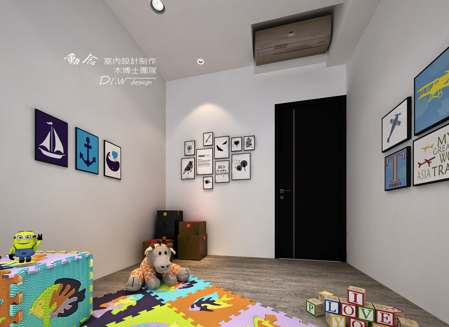 兒童房 木博士團隊/動念室內設計制作 Classic style nursery/kids room Engineered Wood Transparent