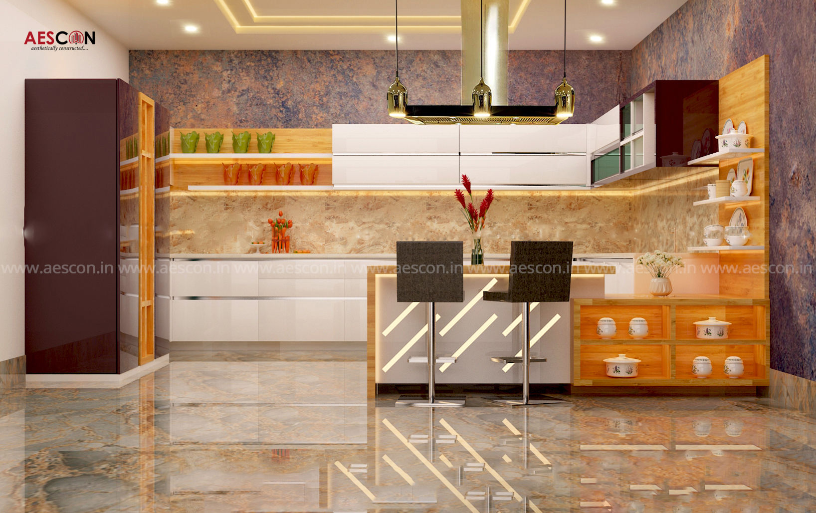 Architects in Kochi Aescon Builders and Architects Asian style kitchen